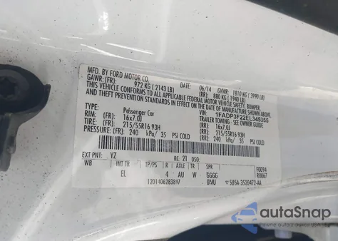 2014 Ford Focus Se z USA, uszkodzony, nr VIN 1FADP3F22EL345355